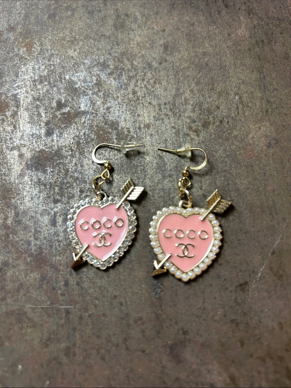 Carrie Fairy Designs Repurposed Pink Charm Earrings Designer Inspired